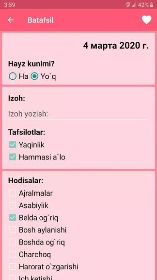 Ayollar kalendari va kundaligi Screenshot 2