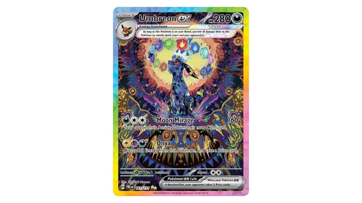 Tarjeta de evoluciones ex prismáticas de Umbreon