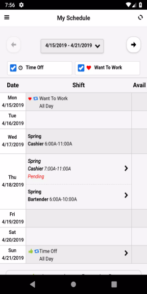 Radar Schedules Zrzut ekranu 1