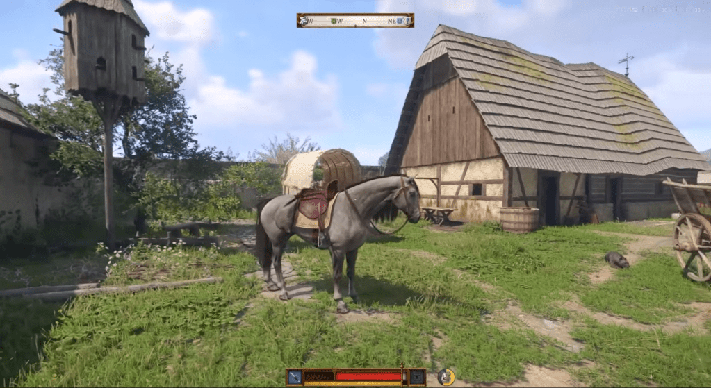 Kingdome Come Deliverance 2 Een grijs paard draagt ​​een zadel