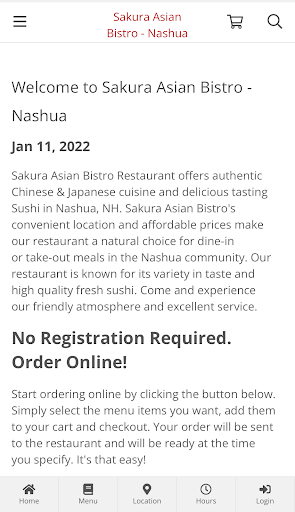 Sakura Asian Bistro - Nashua Capture d'écran 0