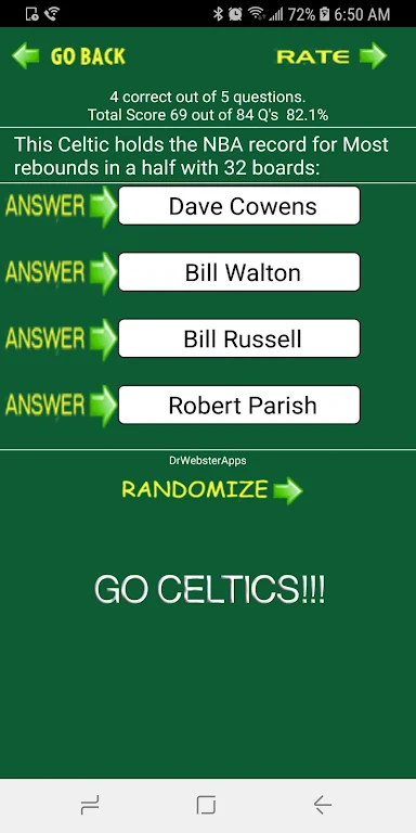 Schermata Trivia & Schedule Celtics fans 1