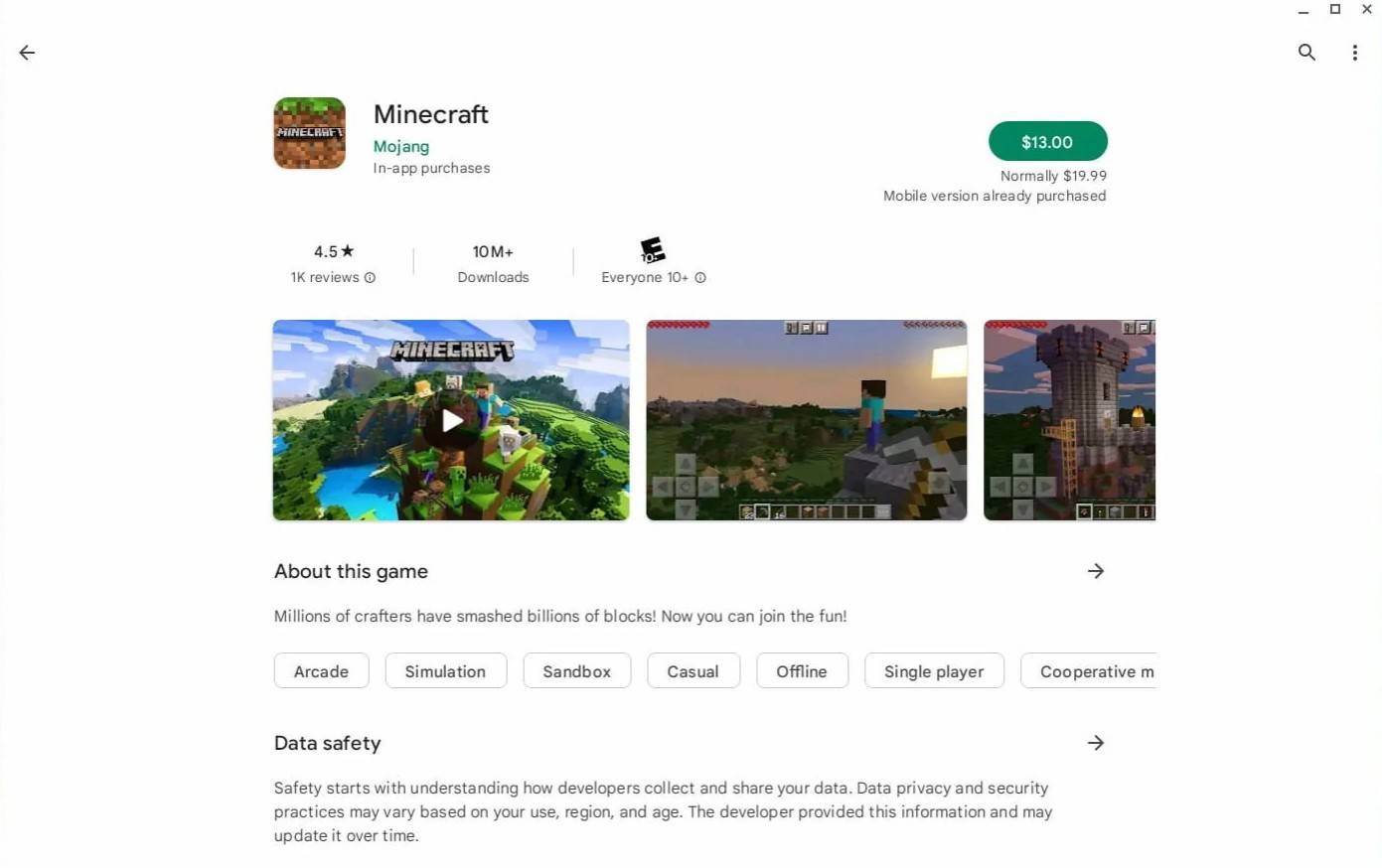 Minecraft para Chromebook