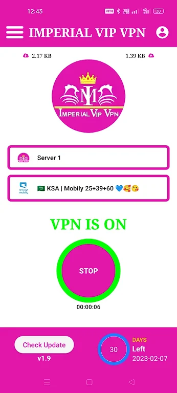 Schermata IMPERIAL VIP VPN 1