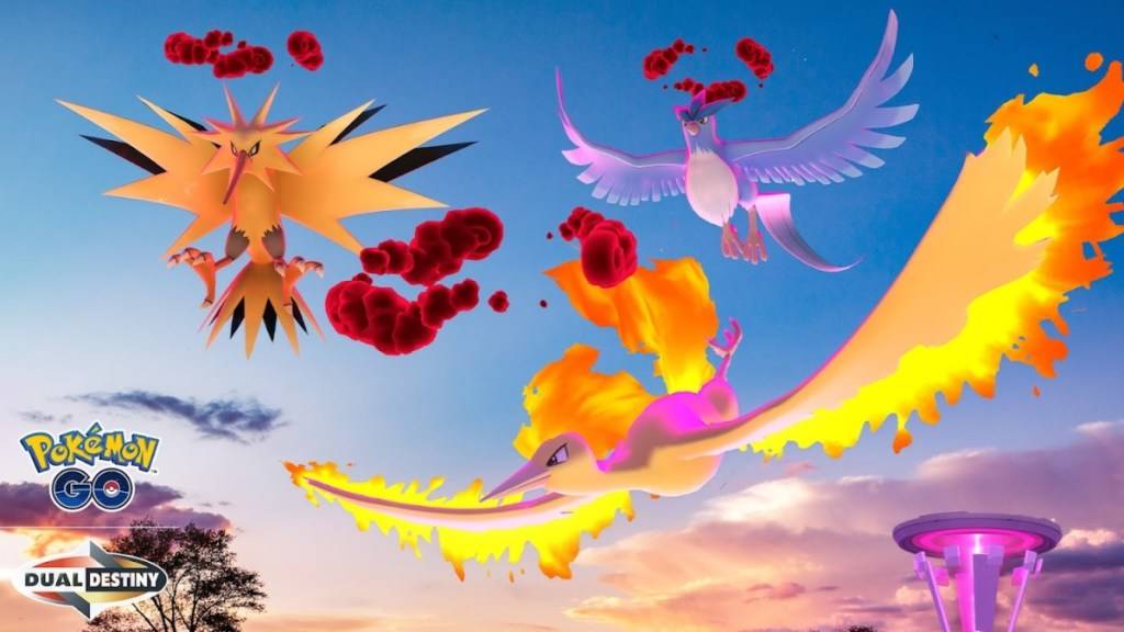 Dynamax Moltres를 특징으로하는 전설적인 비행을위한 Pokemon Go Key Art
