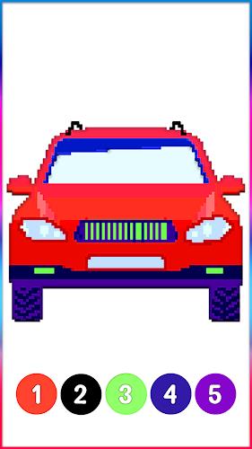 Cars Pixel Art Color by Number Ekran Görüntüsü 3