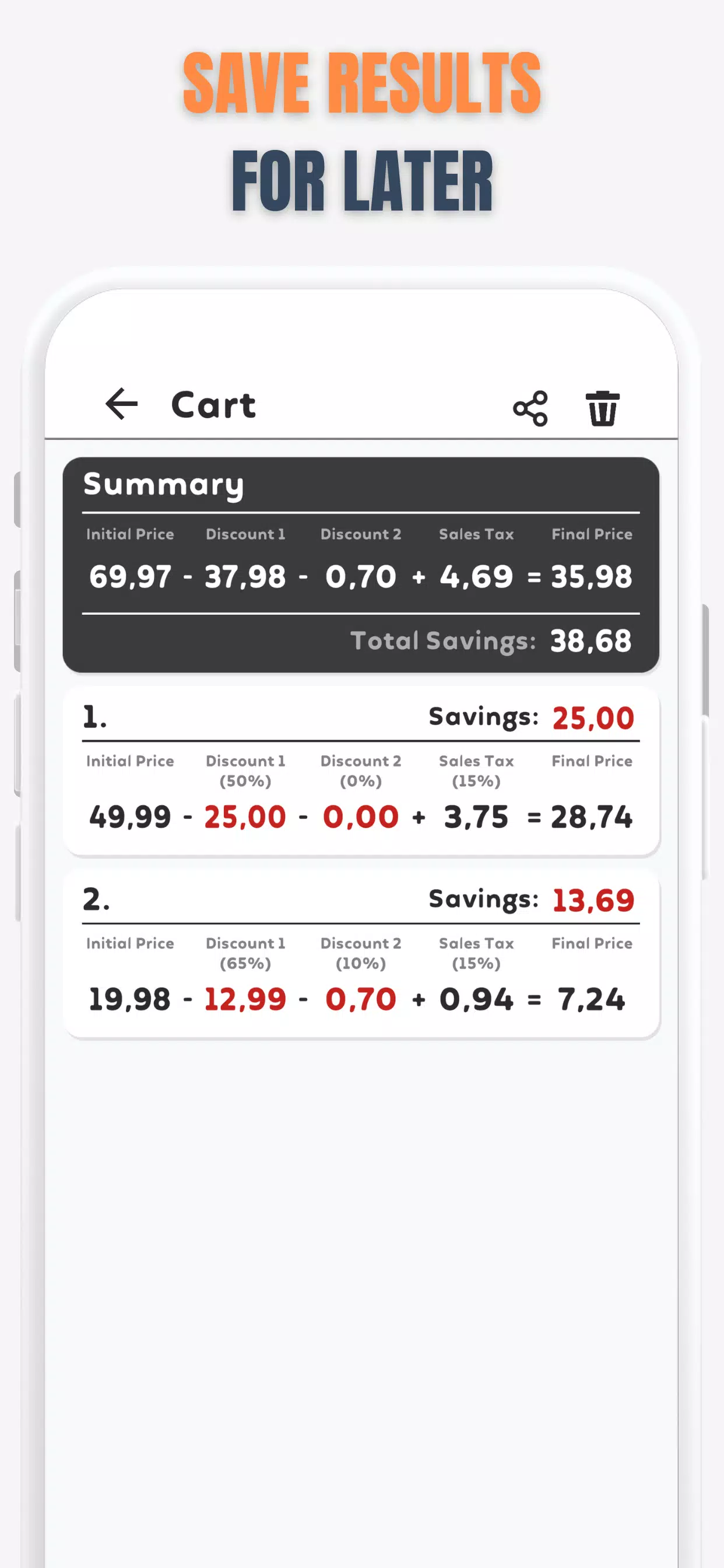 Percent Off Shoping Calculator 스크린샷 1