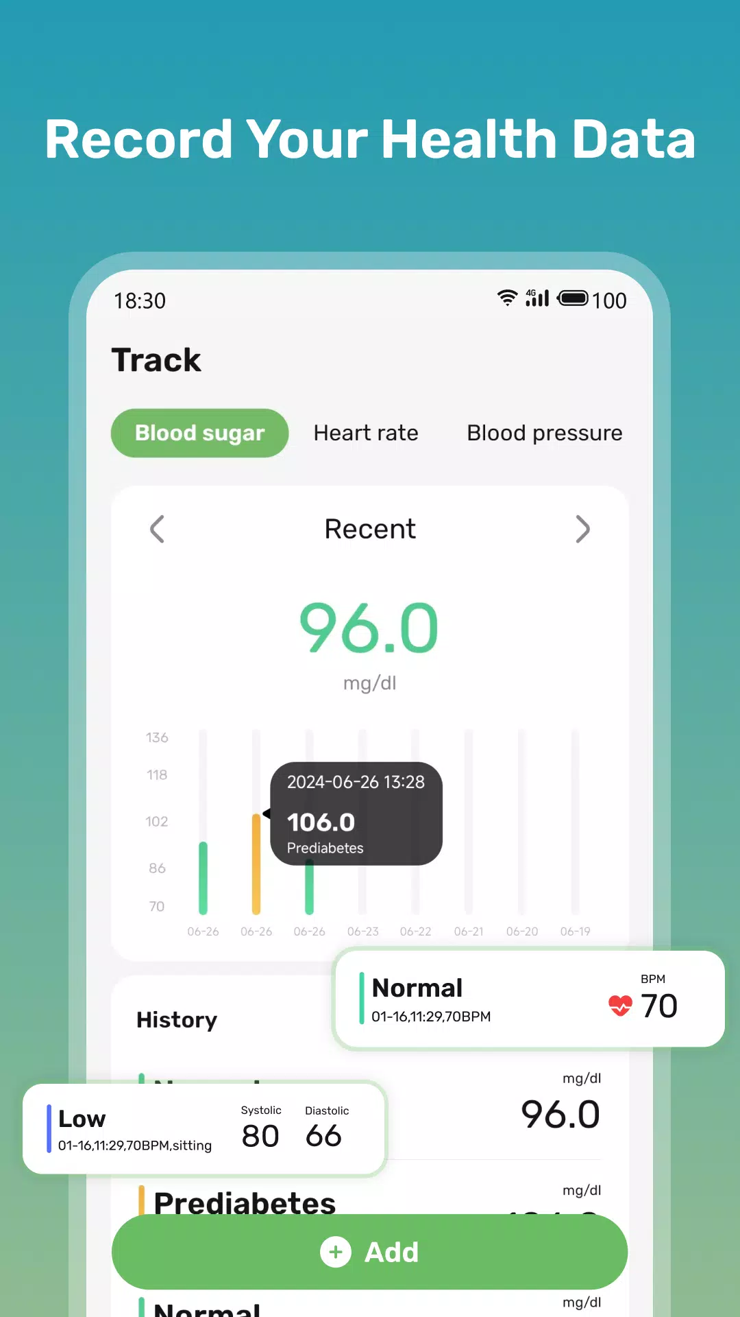 Health Sense: Blood Sugar Hub Captura de tela 1