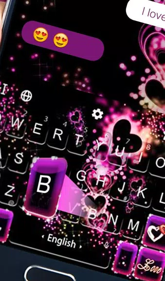 Sparkling Purple Heart Keyboard Theme Tangkapan skrin 2