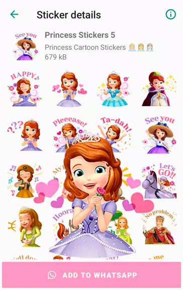 Princess Cartoon WAsticker Captura de tela 3