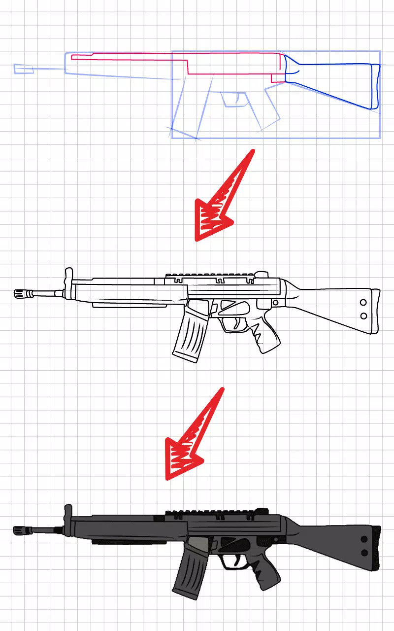 How to draw weapons step by st ဖန်သားပြင်ဓာတ်ပုံ 2