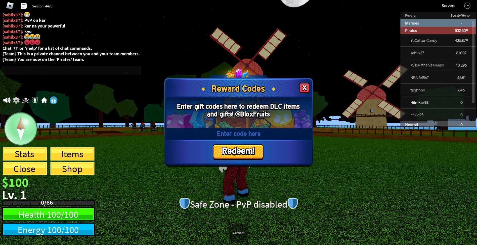 Blox Fruits Redeem Codes