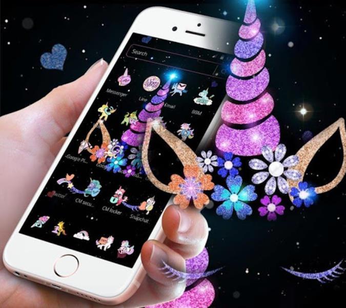 Night Star Unicorn Sparkling Theme Screenshot 2