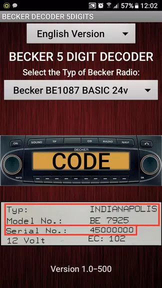 Becker 5Digit Radio Code Captura de pantalla 0