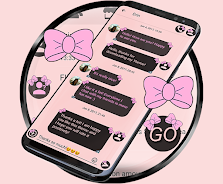 SMS Theme Ribbon Pink messages স্ক্রিনশট 0