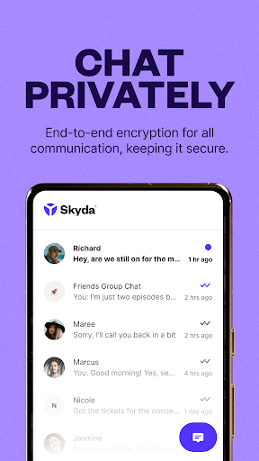 Skyda - Chats & VPN ဖန်သားပြင်ဓာတ်ပုံ 0