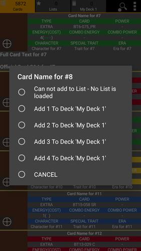 Database for Super Ball TCG Captura de pantalla 2
