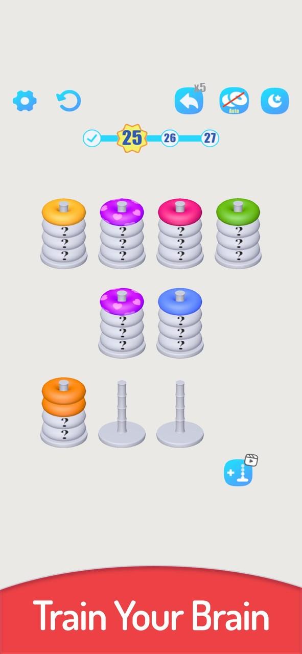 3D Color Sort Hoop Stack Скриншот 1