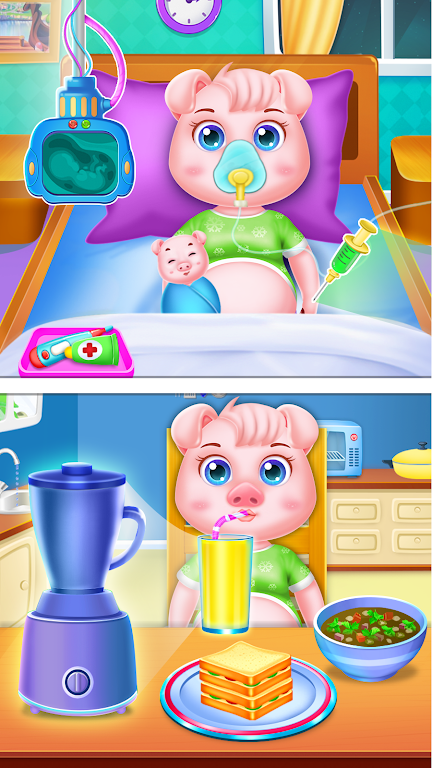 Pinky pig mom newborn Ảnh chụp màn hình 2