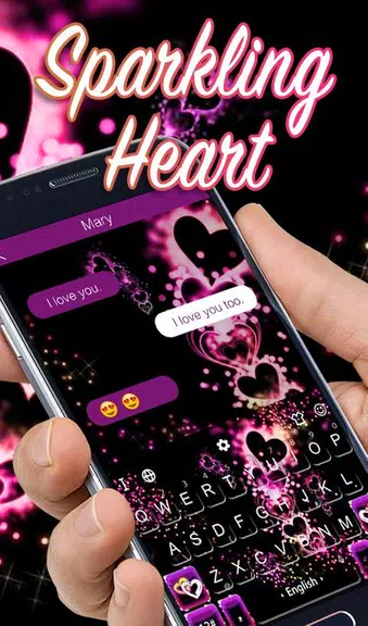 Sparkling Purple Heart Keyboard Theme Tangkapan skrin 1