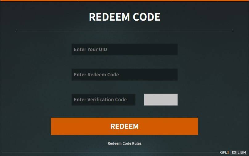 GIRLS' FRONTLINE 2: EXILIUM – Redeem Code Interface