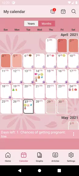 WomanLog Period Calendar Ảnh chụp màn hình 0