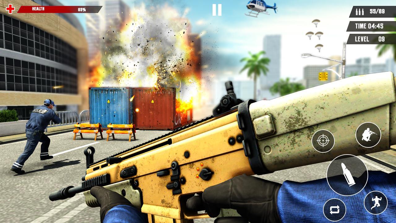 US Police Free Fire - Free Action Game Ekran Görüntüsü 1