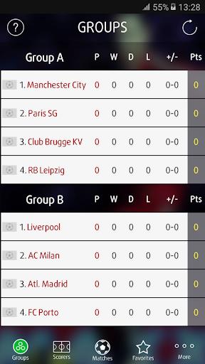Live Scores for Champions League Screenshot 1