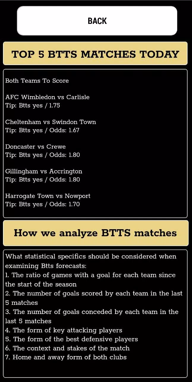 Btts predictions gg/ng Capture d'écran 3