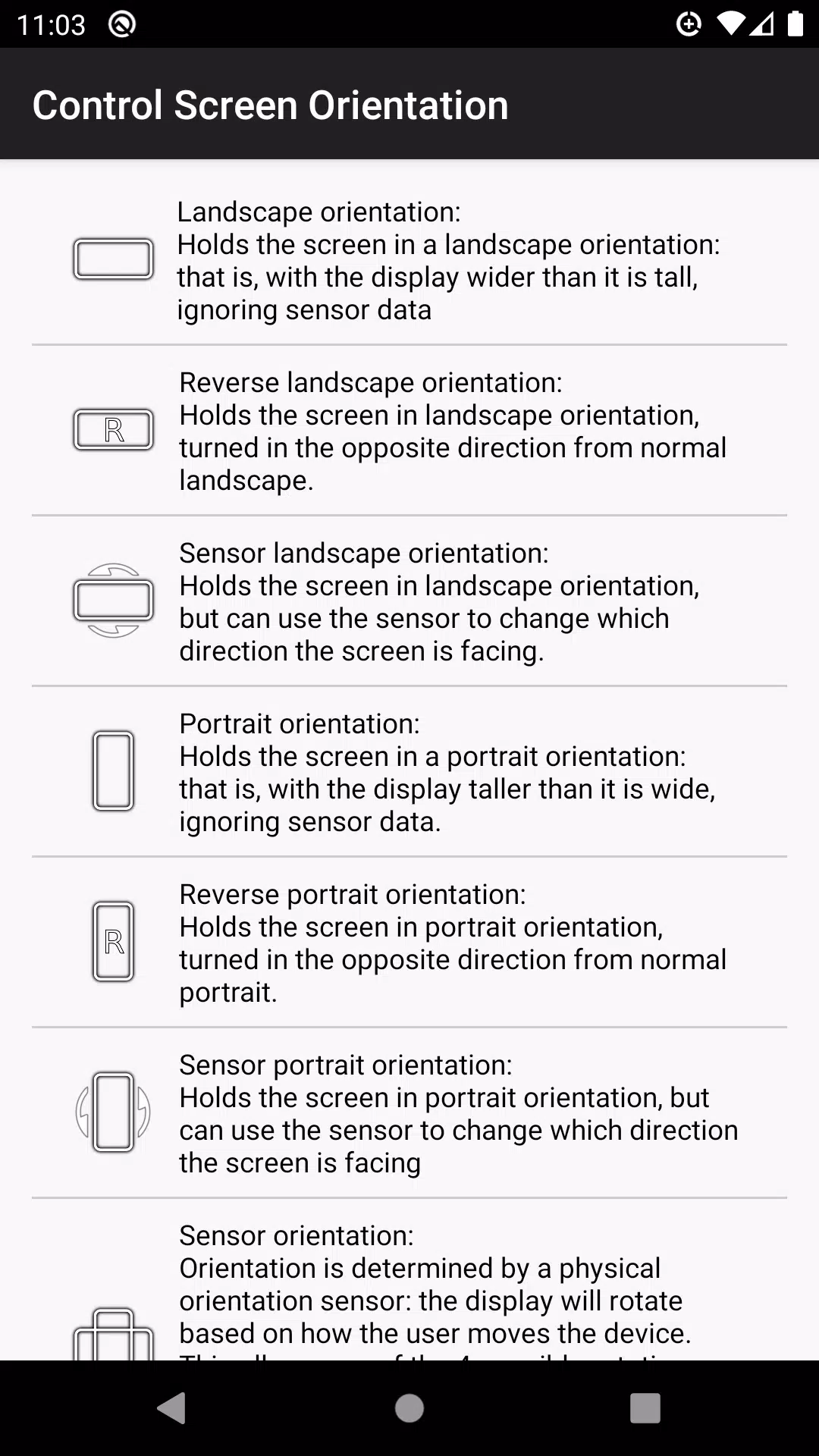 Schermata control screen rotation 1