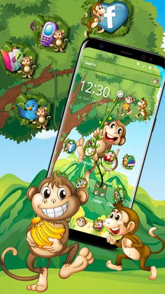 The Cute Cartoon Monkey Theme Скриншот 1