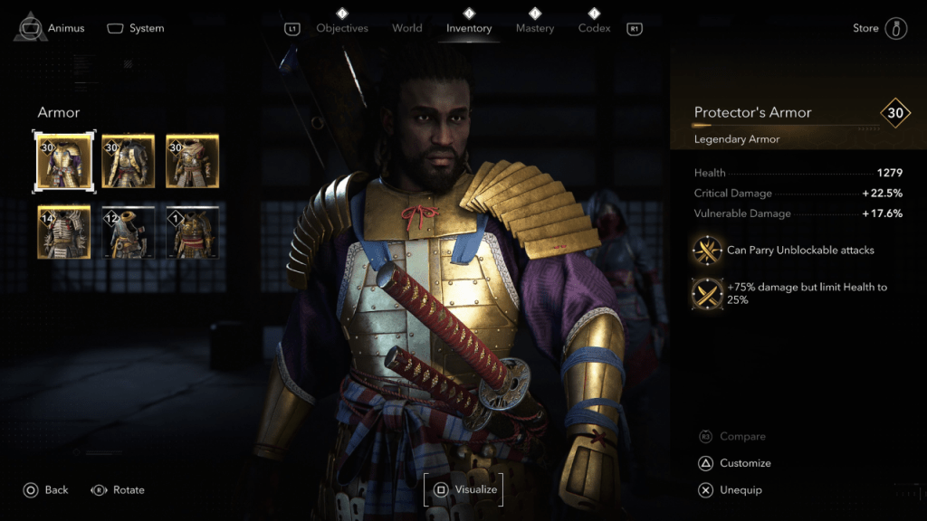 Yasuke’s best armor for The Tournament, Screenshot by The Escapist