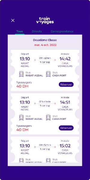 Train Voyages: Billet ONCF Ảnh chụp màn hình 1