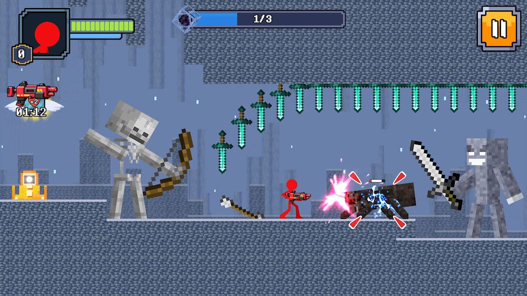 Red Stickman in Craft World Mod Ekran Görüntüsü 1