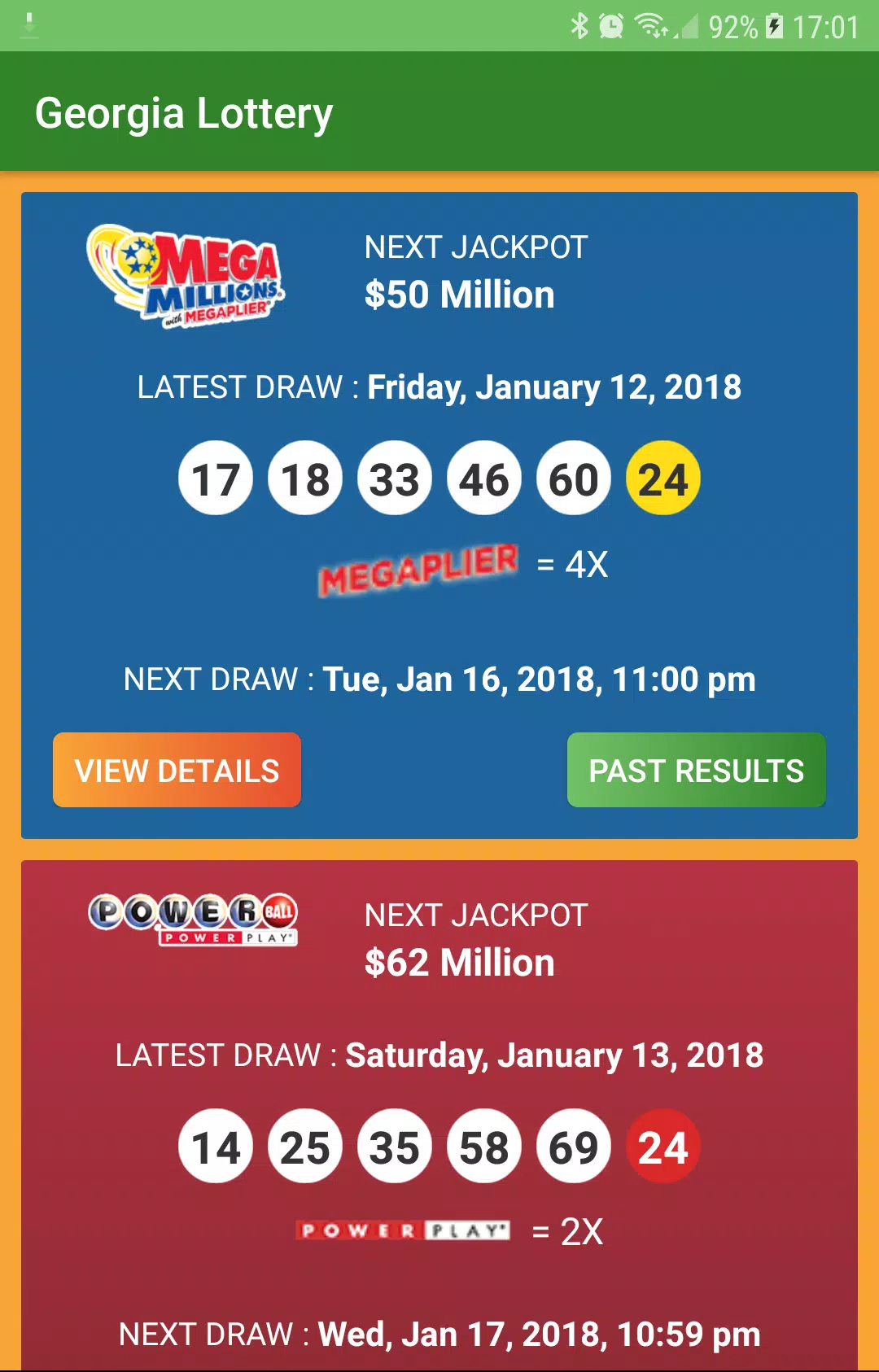 Georgia Lottery Results ภาพหน้าจอ 2