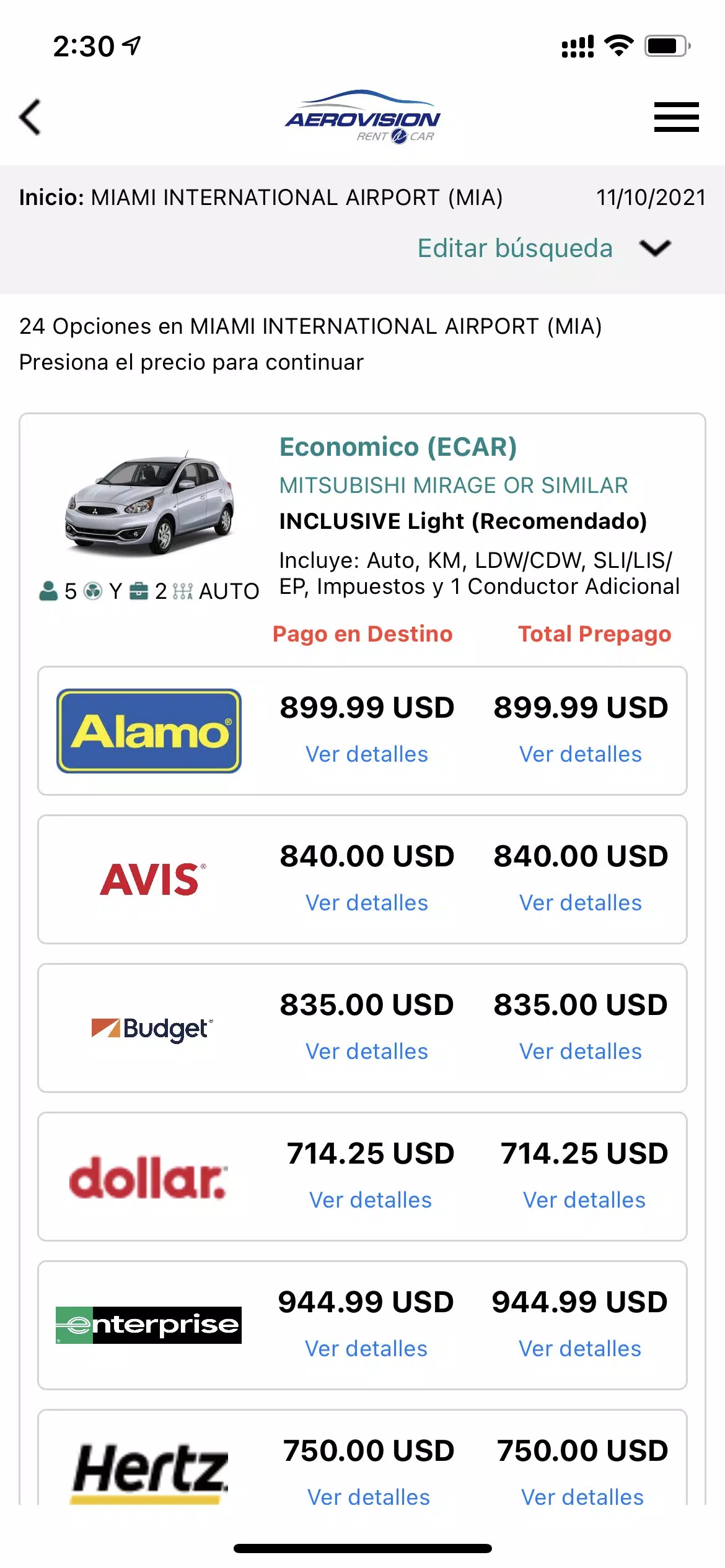 Schermata Aerovision SAS - Rent a Car 3