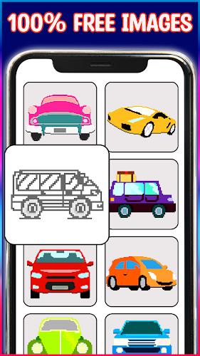 Cars Pixel Art Color by Number Ekran Görüntüsü 0