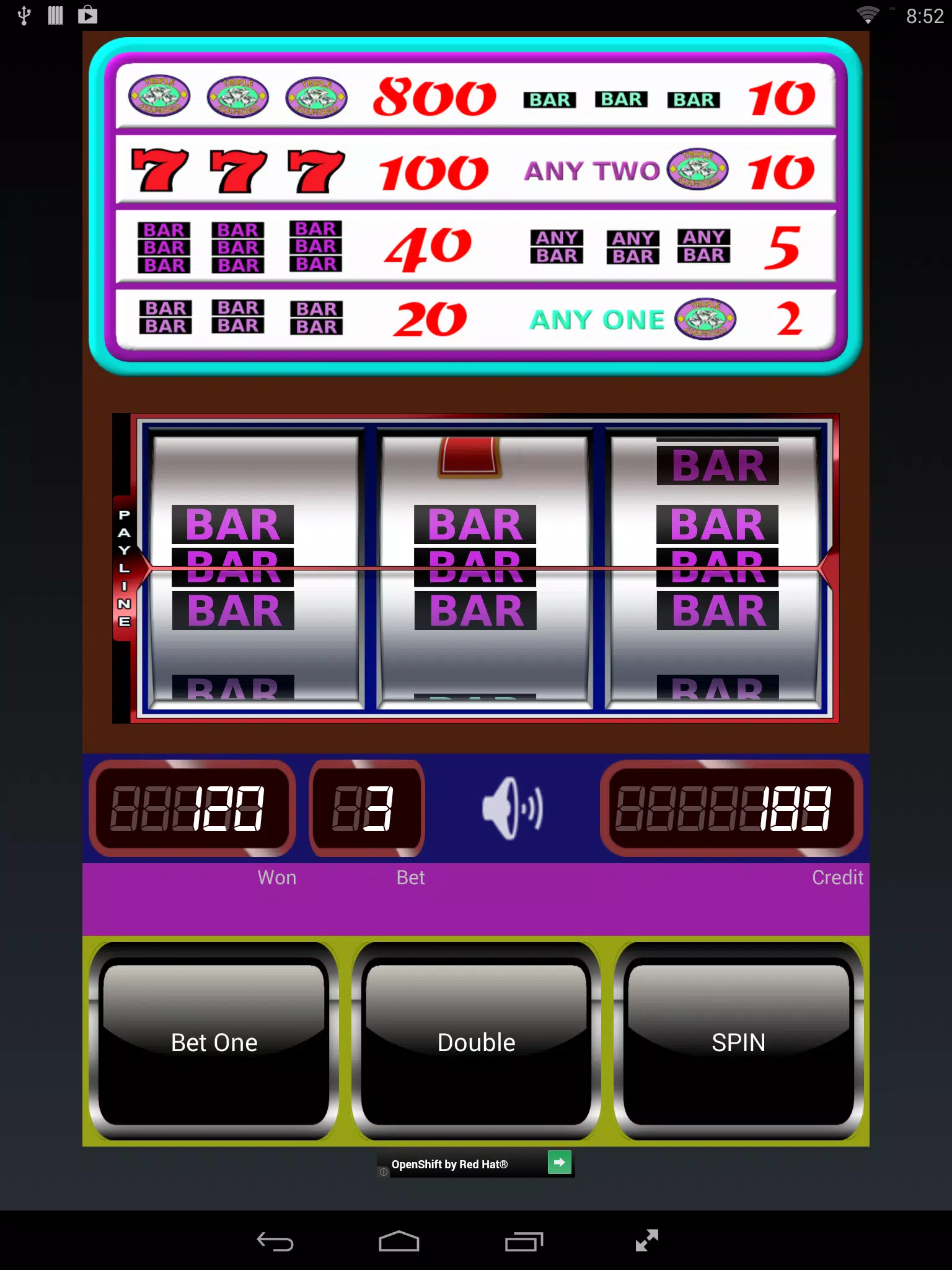 Triple Diamond Slot Machine Tangkapan skrin 0