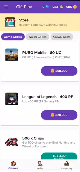 Gift Play - Earn Game Codes ဖန်သားပြင်ဓာတ်ပုံ 1