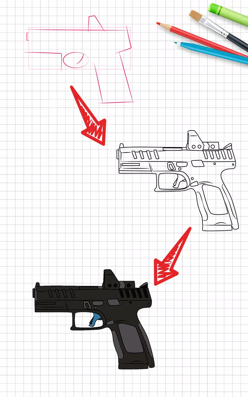 How to draw weapons step by st Captura de pantalla 0