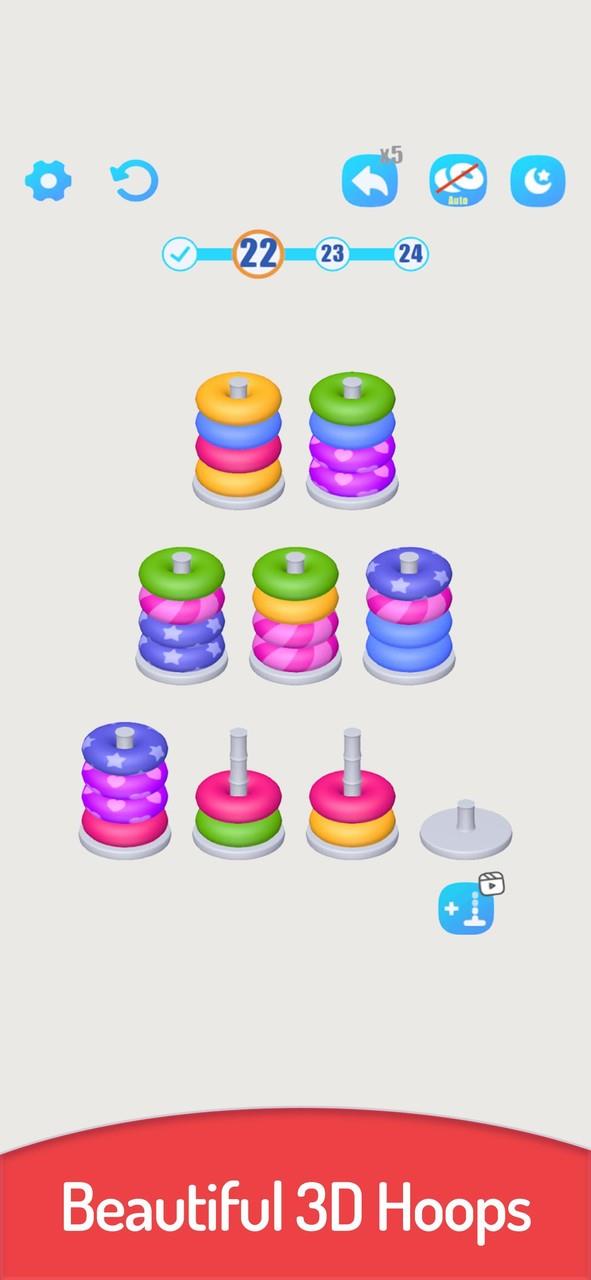 3D Color Sort Hoop Stack Скриншот 2