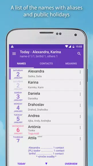Name days Ekran Görüntüsü 1