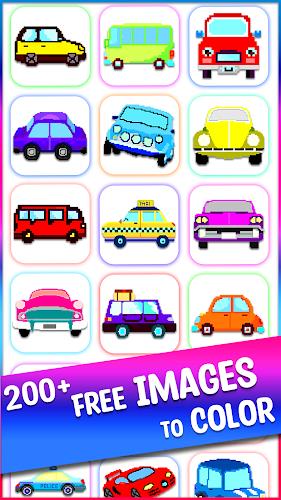 Cars Pixel Art Color by Number Captura de tela 2