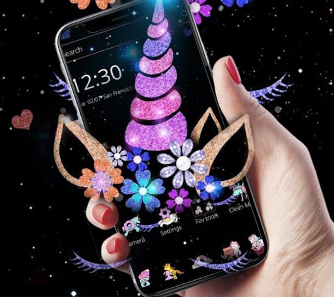 Night Star Unicorn Sparkling Theme Скриншот 1