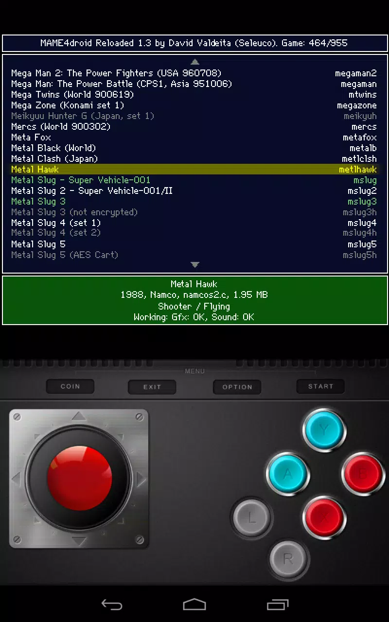 MAME4droid  (0.139u1) Capture d'écran 1