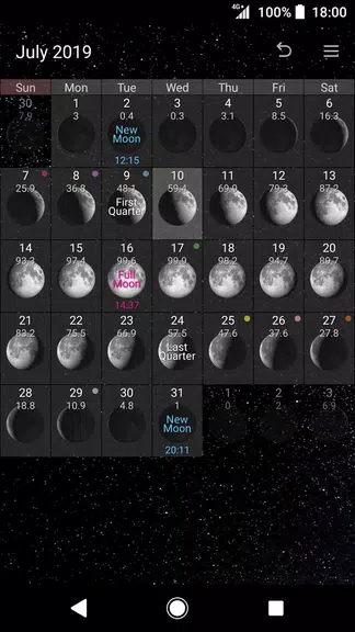 Simple Moon Phase Calendar 스크린샷 0