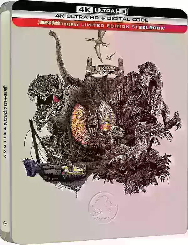 Jurassic Park Trilogy 4K box ကို set cover