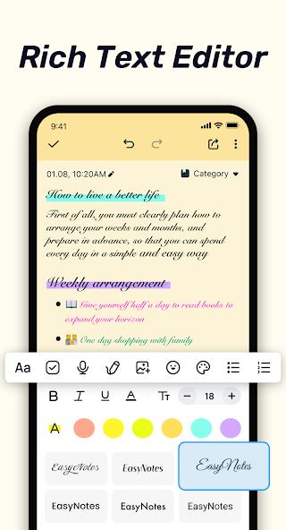 Easy Notes - Notebook, Notepad Mod Ảnh chụp màn hình 2