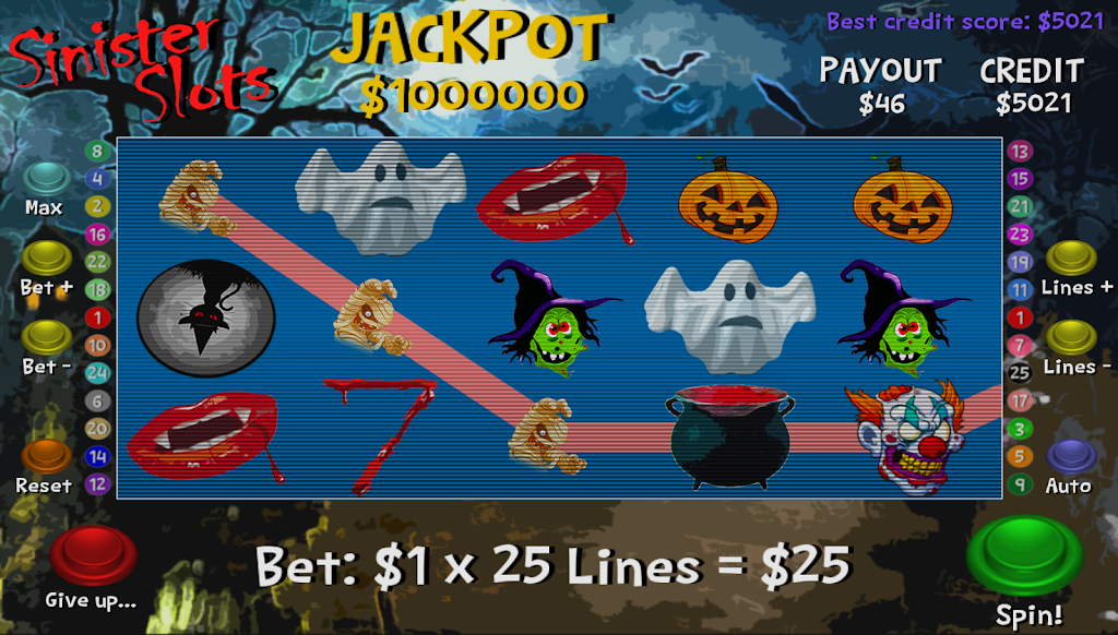 Sinister Slots スクリーンショット 1