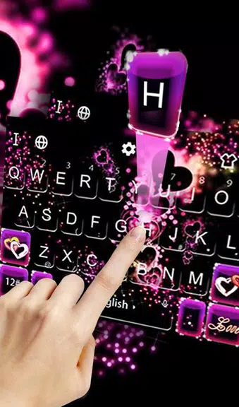 Sparkling Purple Heart Keyboard Theme Tangkapan skrin 0